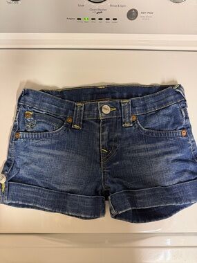 True Religion Dark Blue Denim Kids Cuffed Shorts
